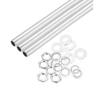 QUARKZMAN 21 Pz Kit Tubos Para Lámparas 11.8" Con Tuercas Hexagonales Y Arandelas. Tubos Huecos Con Rosca Fina M10 Para Reparación Hardware Y Ensamblaje Lámparas Techo Y Arañas DIY. Plateado