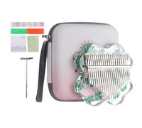 QUARKZMAN 21 Teclas Kalimba Piano de Pulgar en Forma de Hoja de Cuatro Hojas Portátil con Caja de Transporte Pegatinas de Notas Musicales Martillo de Afinación Paño de Limpieza