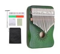 QUARKZMAN 21 Teclas Piano de Pulgar Mini Piano de Dedo Verde Portátil de Madera de Arce con Patrón de Sol con Bolsa Protectora Martillo de Afinación Instrucciones de Partituras