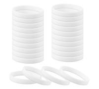 QUARKZMAN 24 Braccialetti In Gomma, Braccialetti In Silicone Elastici Colorati Unisex per Adulti E Ragazzi Sport Giochi Di Squadra Feste Decorazioni Alla Moda, Bianco