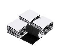 QUARKZMAN 24 Juegos De Tiras De Gancho Y Bucle Con Adhesivo 2"x2" Cinta De Gancho Y Bucle De Doble Cara Nylon Autoadhesivo Para Hogar Oficina Auto Negro