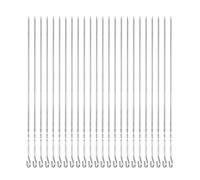 QUARKZMAN 24 Piezas Pinchos de Metal para Kebabs 40 cm x 4.3 mm x 1.2 mm de Acero Inoxidable Planos con Mango En Forma de Anillo Reutilizables para Barbacoas Al Aire Libre