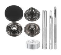 QUARKZMAN 24 Sets Corchetes a Presión, 15mm/24L Botones Metálicos con 4pcs Instalación Herramienta Cierre Aleación Snap Botón para Coser Ropa Bolso Abrigos Cuero Lona Manualidad, Negro