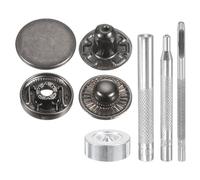 QUARKZMAN 24 Sets Corchetes a Presión, 15mm/24L Botones Metálicos con 4pcs Instalación Herramienta Cierre Aleación Snap Botón para Coser Ropa Bolso Abrigos Cuero Lona Manualidad, Gris