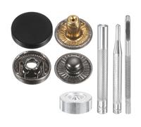 QUARKZMAN 24 Sets Corchetes de Presión, 15mm/24L Broches Metálicos con 4pcs Instalación Herramienta Botones de Aleación para Coser Ropa Bolso Abrigos Cuero Lona Manualidad, Negro