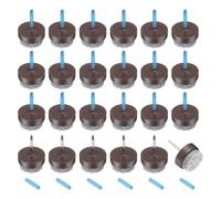 QUARKZMAN 24Pcs Almohadillas de Fieltro con Clavos, Almohadillas Redondas de Fieltro Deslizadores de Muebles Protectores de Piso para Muebles de Madera Patas de (17mm, Marrón)