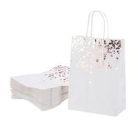 QUARKZMAN 24Pcs Bolsas De Regalo Kraft Con Asas En Color Blanco Y Rosa Dorado, 3.1" x 6.3" x 8.7", Bolsas Para Fiestas Para El Día De La Madre, Bodas, Cumpleaños, Navidad