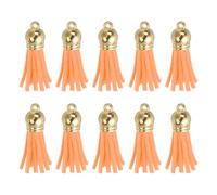 QUARKZMAN 24Pcs Borlas De Cuero Para Llavero Charm A Granel Para Colgante Pulsera Fabricación De Joyería Artesanía DIY Decoración(1.5 Pulgadas), Naranja/Dorado Tapa