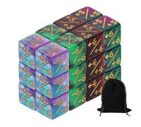 QUARKZMAN 24Pcs Dados Mágicos Contadores, Juego Dados D6 Vida Acrílico con Bolsa para Accesorios Juego Cartas Estándar, Rojo Y Negro, Verde Y Negro, Verde Y Morado, Azul Y Morado