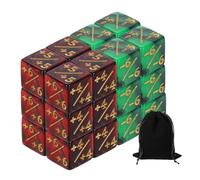 QUARKZMAN 24Pcs Dados Mágicos Contadores, Set De Dados D6 De Acrílico para Vida con Bolsa para Accesorios De Juegos De Cartas Estándar, Rojo Y Negro, Verde Y Negro