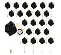 QUARKZMAN 24pcs Ramillete de Rosa, Boutonnieres de Rosa de Boda Flores Broche de Novio Alfileres de Bolsillo Decoración de Traje para Ceremonia de Boda Aniversario, Negro