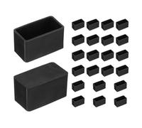 QUARKZMAN 24uds Rectángulo Silla Pierna Tapas PVC Silla Pata Suelo Protectores Antideslizantes Silla Pies Fundas para Madera Pisos Muebles Protectores, Negro, 20 x 40mm