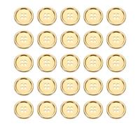 QUARKZMAN 25pcs Botones Metálicos Dorado, 36L 10mm Botón Redondo de 4 Agujeros Borde Fino Accesorio para Coser Costura Ropa Jeans Bolasa Bricolaje Prenda Manualidades DIY Decoración