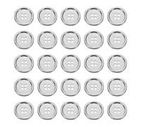 QUARKZMAN 25pcs Botones Metálicos Plateado, 36L 10mm Botón Redondo de 4 Agujeros Borde Fino Accesorio para Coser Costura Ropa Jeans Bolasa Bricolaje Prenda Manualidades DIY Decoración