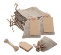 QUARKZMAN 25uds 5"x 7" Arpillera Regalo Bolsa con Cordón y 25uds Regalo Etiquetas y Cuerda para Boda Recuerdos, Joyería Bolsas, Bricolaje Artesanía