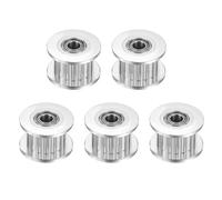 QUARKZMAN 2GT Polea de Correa Dentada Loca de 20 Dientes con Agujero de 4 mm de Aluminio para Correa de Distribución de 20T de 6 mm de Ancho, CNC, Correa de Distribución - 5 Piezas Plateado