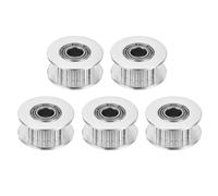 QUARKZMAN 2GT Polea de Correa Dentada Loca de 20 Dientes con Agujero de 5 mm de Aluminio para Correa de Distribución de 6 mm de Ancho, CNC, Correa de Distribución - 5 Piezas Plateadas