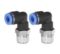 QUARKZMAN 2pcs Accesorios de Conexión Rápida de 90 Grados G 6mm Tubo OD X 1/4" NPT Rosca Macho Codo Accesorio para Manguera Neumático Conector de Agua Gas Aceite