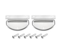 QUARKZMAN 2Pcs Asas De Cofre, 76 x 50mm Asa De Anilla Lateral Para Levantar, Asas De Cofre De Metal Y Madera Con Tornillos Para Cajones De Herramientas Caseras, Plata