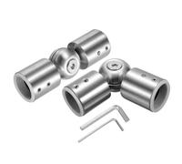 QUARKZMAN 2pcs Barras de Cortina Ajustables Conector de Esquina 19mm Diámetro Interior Acero Inoxidable 304 Conector de Codo con Llaves Hexagonales, Plateado