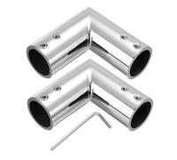 QUARKZMAN 2pcs Barras de Cortina Ajustables Conector de Esquina 19mm Diámetro Interior Acero Inoxidable 304 Bisagra de Ventana de 90 Grados con Llave Hexagonal, Plateado