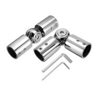 QUARKZMAN 2pcs Barras de Cortina Ajustables Conector de Esquina 19mm Diámetro Interior Acero Inoxidable 304 Conector de Codo con Llave Hexagonal, Plateado