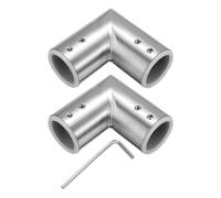 QUARKZMAN 2pcs Barras de Cortina Ajustables Conector de Esquina 19mm Diámetro Interior Acero Inoxidable 304 Codo de Ventana de 90 Grados con Llave Hexagonal, Plateado
