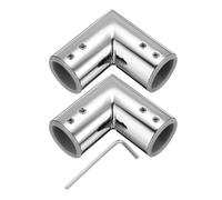 QUARKZMAN 2pcs Barras de Cortina Ajustables Conectores de Esquina 19mm Diámetro Interior Acero Inoxidable 304 Bisagra de Ventana Conector de Codo de 90 Grados, Plateado