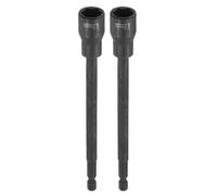 QUARKZMAN 2Pcs barrena Para Tuercas 12mm Casquillo Métrico 1/4" Vástago Hexagonal 6" (150mm) Extra Largo Casquillos Magnéticos 6 Puntas Cambio Rápido Acero Cromo Vanadio Ajustadores