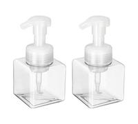 QUARKZMAN 2pcs De Botella De Bomba De Espuma Vacía Cuadrada 250ml Dispensador De Jabón En Espuma Para Viaje Botella De Bomba De Plástico Vacía Recargable (6" Transparente)