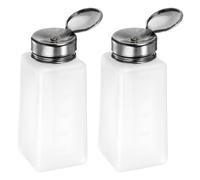 QUARKZMAN 2Pcs Dispensadores de Alcohol de Disolvente 250ml (8.5Oz) de Empuje con Botella de Bomba de Líquido y Tapa de Acero Inoxidable, Limpiador, Removedor de Esmalte de Uñas, Blanco