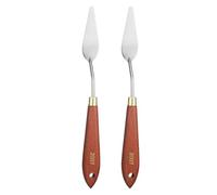 QUARKZMAN 2pcs Espátula Pintura Herramienta Arte 2.56" x 0.79" Hoja Acero Inoxidable En Forma Lágrima 8.66" Longitud Espátula Pintura Con Agujero Mango Madera Haya, Rojo/Plateado