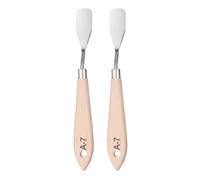 QUARKZMAN 2Pcs Espátulas para pintura de paleta 7.09" Hoja de acero inoxidable Espátula Paleta con Diseño de Agujero Mango de Madera de Haya para Mezcla de Colores de Óleo Acrílico