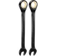 QUARKZMAN 2Pcs Llave de Trinquete 17mm Métrica de Boca Abierta 72 Dientes Acero CR-V Niquelada Llave Combinada de Trinquete de 12 Puntos para Tuercas y Pernos