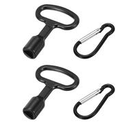 QUARKZMAN 2pcs Llave Triangular Universal, 55mm Largo Llaves Triangulares de Metal con Mosquetón Negro para Cubo de Basura Contador de Agua Electricidad Gas Caja Eléctrica, Negro