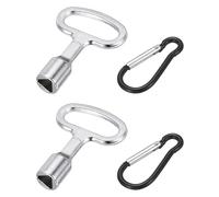 QUARKZMAN 2pcs Llave Triangular Universal, 55mm Largo Llaves Triangulares de Metal con Mosquetón Negro para Cubo de Basura Contador de Agua Electricidad Gas Caja Eléctrica, Plata