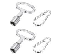 QUARKZMAN 2pcs Llave Triangular Universal, 55mm Largo Llaves Triangulares de Metal con Mosquetón Plata para Cubo de Basura Contador de Agua Electricidad Gas Caja Eléctrica, Plata