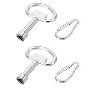 QUARKZMAN 2pcs Llave Triangular Universal, 70mm Largo Llaves Triangulares de Metal con Mosquetón Plata para Cubo de Basura Contador de Agua Electricidad Gas Caja Eléctrica, Plata