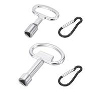 QUARKZMAN 2pcs Llave Triangular Universal Set, 55mm/70mm Largo Llaves Triangulares de Metal con Mosquetón Negro para Cubo de Basura Contador de Agua Electricidad Gas Caja Eléctrica, Plata