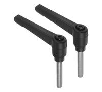 QUARKZMAN 2Pcs Manijas de Palanca de Sujeción, M6 x 30mm Perno Roscado Macho de Acero Inoxidable 304, Manija Ajustable de Liberación Rápida con Pernos de Botón de Trinquete, Negro