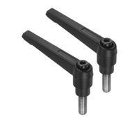 QUARKZMAN 2Pcs Manijas de Palanca de Sujeción M8 x 15mm Perno Roscado Macho de Acero Inoxidable 304 Manijas Ajustables de Liberación Rápida con Pernos de Botón de Trinquete Negro