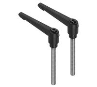 QUARKZMAN 2Pcs Manijas de Palanca M10 x 72mm Perno Roscado Macho Negro | de Sujeción, de Acero Inoxidable 304, Manijas Ajustables de Liberación Rápida, con Pernos de Botón de Empuje