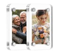 QUARKZMAN 2Pcs Marco de Fotos en Blanco para Refrigerador 4 x 6cm Transparente Cuadrado Imanes de Nevera Marco de Fotos Magnético de Doble Cara Refrigerador para Fotos de Fujifilm Mini