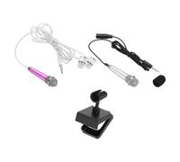 QUARKZMAN 2Pcs Micrófono Mini Micrófono Pequeño Micrófono Portátil Con Cubierta De Soporte Para Micrófono Y Auricular Para Grabación De Voz Y Video Para Teléfono Rojo Rosa, Plateado