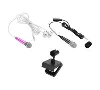 QUARKZMAN 2Pcs Micrófono Mini Micrófono Pequeño Micrófono Portátil Con Cubierta De Soporte Para Micrófono De Auricular Para Grabación De Voz Y Canto Para Teléfono Rojo Rosa, Negro