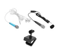 QUARKZMAN 2Pcs Micrófono Mini Micrófono Pequeño Micrófono Portátil Con Soporte Para Micrófono Y Cubierta Para Auriculares Para Grabación De Voz Y Canto Para Teléfono Azul, Negro