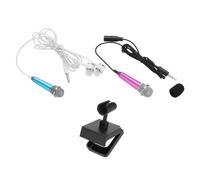 QUARKZMAN 2Pcs Micrófono Mini Micrófono Pequeño Micrófono Portátil Con Soporte Para Micrófono Y Cubierta Para Auriculares Para Grabación De Voz Y Canto Para Teléfono Azul, Rojo Rosa