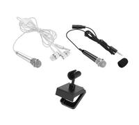 QUARKZMAN 2Pcs Micrófono Mini Micrófono Pequeño Micrófono Portátil Con Soporte Para Micrófono Y Cubierta Para Auriculares Para Grabación De Voz Y Canto Para Teléfono Plateado, Negro