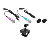 QUARKZMAN 2Pcs Micrófono Mini Portátil Micrófono Vocal para Grabación de Voz Y Canto con Soporte Y Cubierta, Azul Y Rojo Rosa