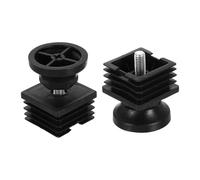 QUARKZMAN 2Pcs Patas Niveladoras de Muebles, M8x40x40mm Plástico Ajustable Patas de Muebles Niveladoras Insertos Roscados Cuadrados Deslizantes para Mesa Silla Muebles, Negro